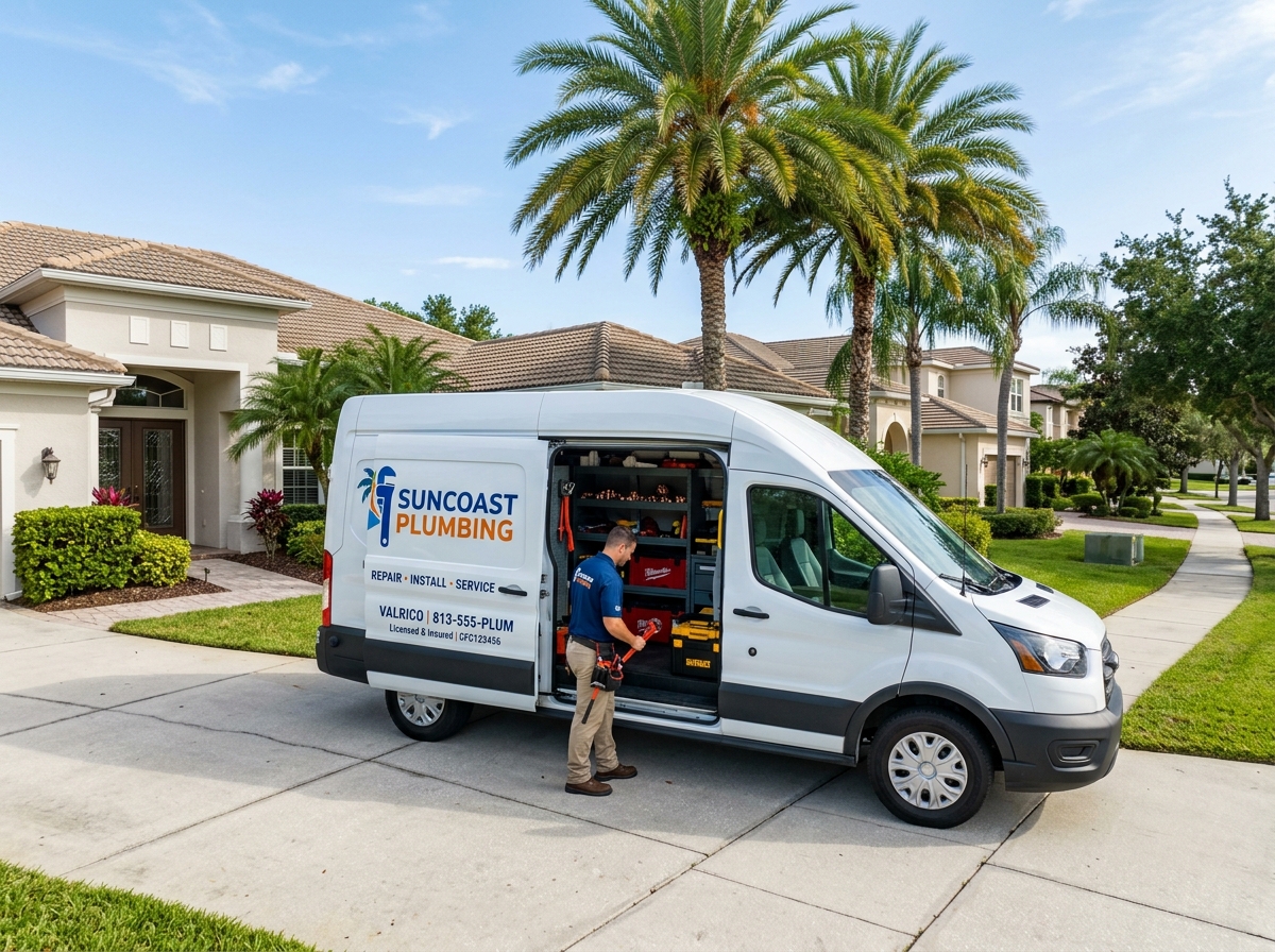 Fulmar Sun State Plumbing Pros fully equipped service truck ready for dispatch in Valrico FL